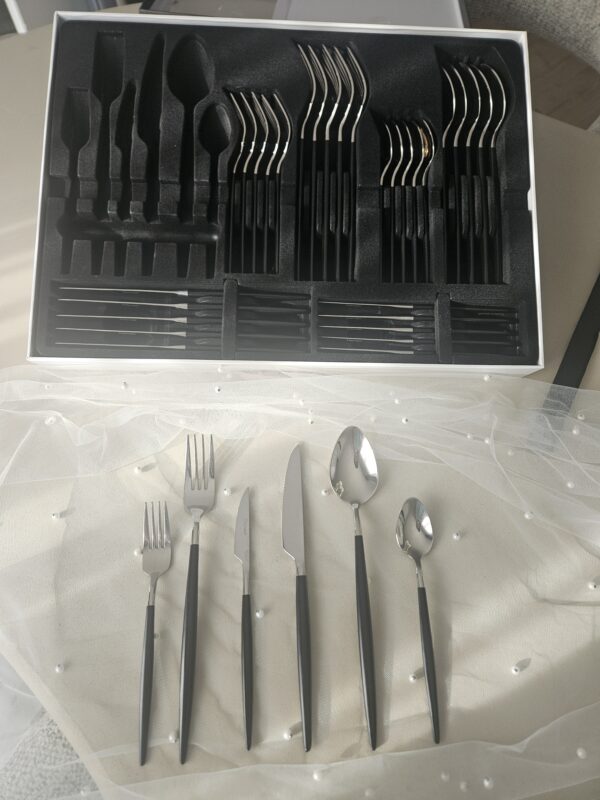 20250928_165351 Coffret de couverts argentés manches nacrés effet opale noire (36 pièces - 6 personnes)